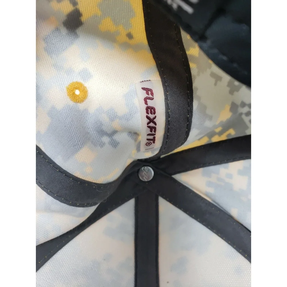 Pacific Headwear 708F Black & Yellow Camo Cap Hat  Lightening Bolt Fitted SM- MD